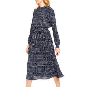 New ANNE KLEIN Long-Sleeve A-Line Dress Black Blue